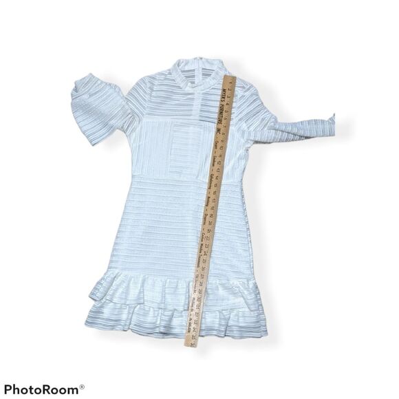 Lulus For Always White Ruffled Long Sleeve Dress! Cool, ruffled, ribbed knit is - Picture 5 of 10